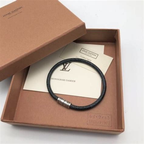 Louis Vuitton Graphite Keep It Bracelet M6140E 